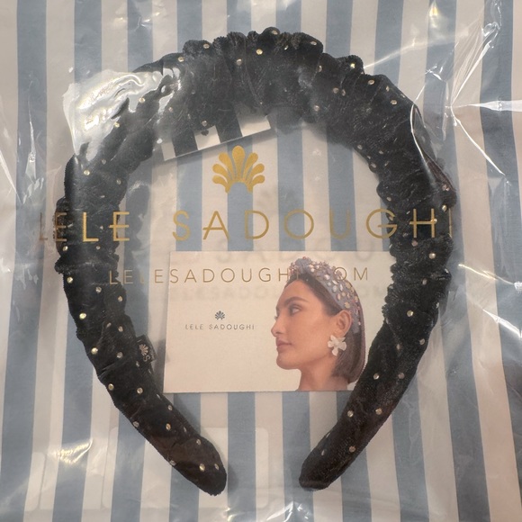 LELE SADOUGHI Jet Dot Velvet Kelly Headband. - Picture 2 of 3